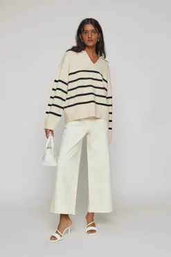 STRIPED COLLARED SWEATER