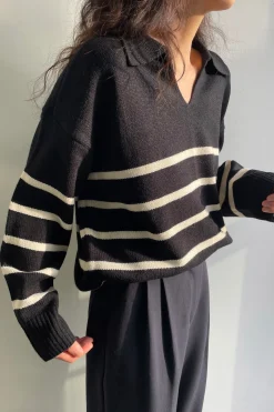 STRIPED COLLARED SWEATER