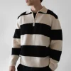 STRIPED RUGBY POLO SWEATER