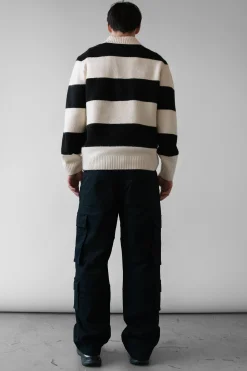 STRIPED RUGBY POLO SWEATER