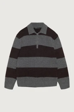 STRIPED RUGBY POLO SWEATER