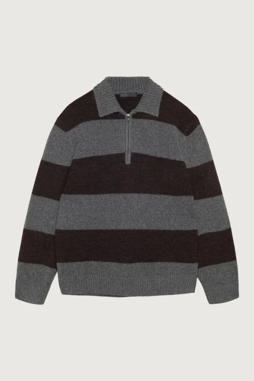 STRIPED RUGBY POLO SWEATER