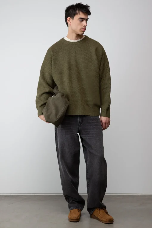 TEXTURED CREWNECK SWEATER