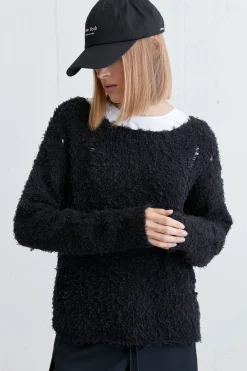 TEXTURED DISTRESSED SWEATER