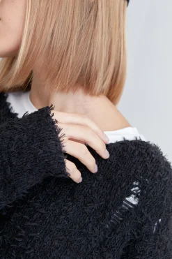 TEXTURED DISTRESSED SWEATER