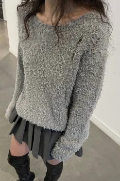 TEXTURED DISTRESSED SWEATER