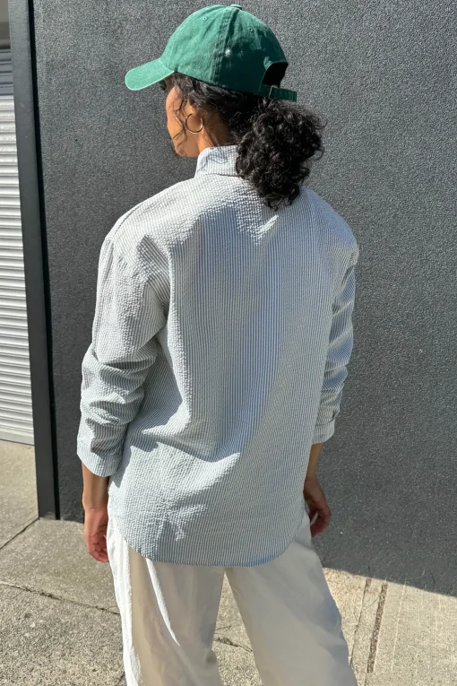 TEXTURED PINSTRIPE BUTTON UP SHIRT