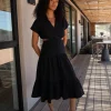 TIERED MIDI DRESS WITH CUTOUTS