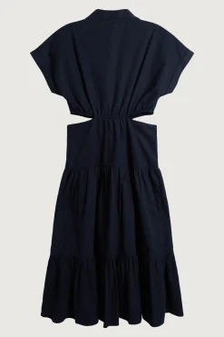 TIERED MIDI DRESS WITH CUTOUTS