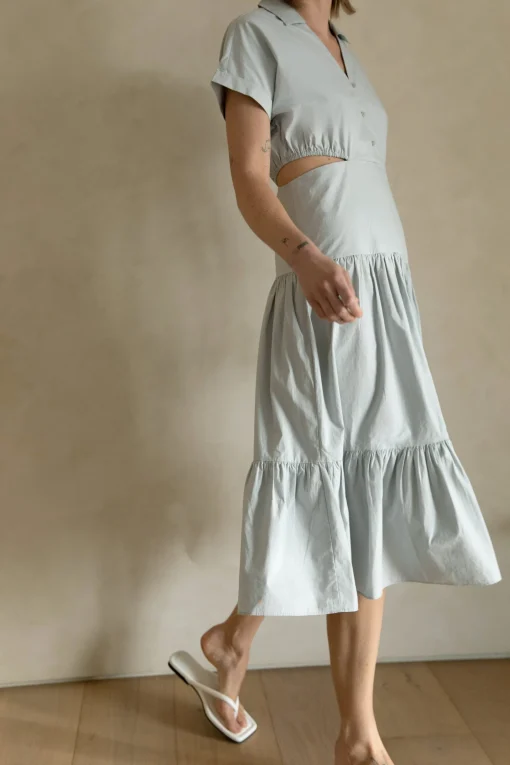 TIERED MIDI DRESS WITH CUTOUTS