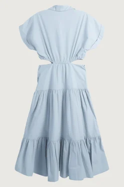 TIERED MIDI DRESS WITH CUTOUTS