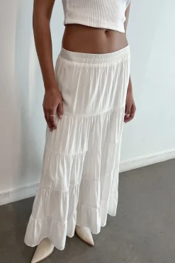 TIERED SKIRT WITH ELASTIC WAISTBAND