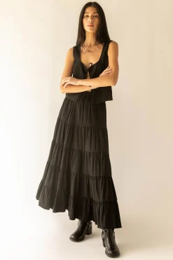 TIERED SKIRT WITH ELASTIC WAISTBAND