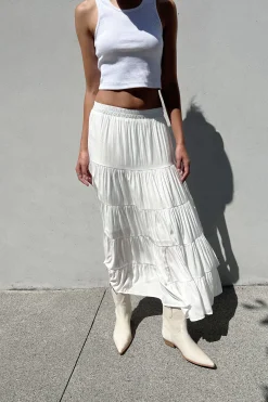 TIERED SKIRT WITH ELASTIC WAISTBAND