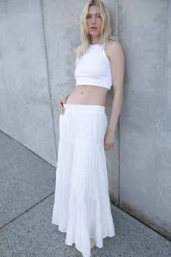 TIERED SKIRT WITH ELASTIC WAISTBAND
