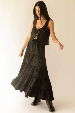 TIERED SKIRT WITH ELASTIC WAISTBAND