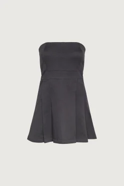 TWILL TUBE PLEATED MINI DRESS