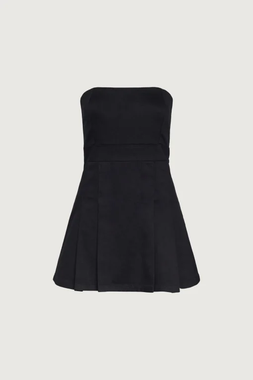 TWILL TUBE PLEATED MINI DRESS