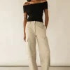 TWILL WIDE LEG CARGO PANT WITH SHOCK CORD