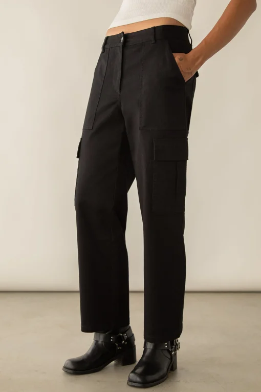 TWILL WIDE LEG CARGO PANT