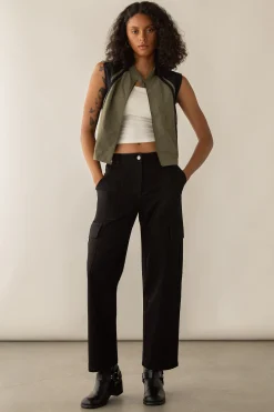 TWILL WIDE LEG CARGO PANT