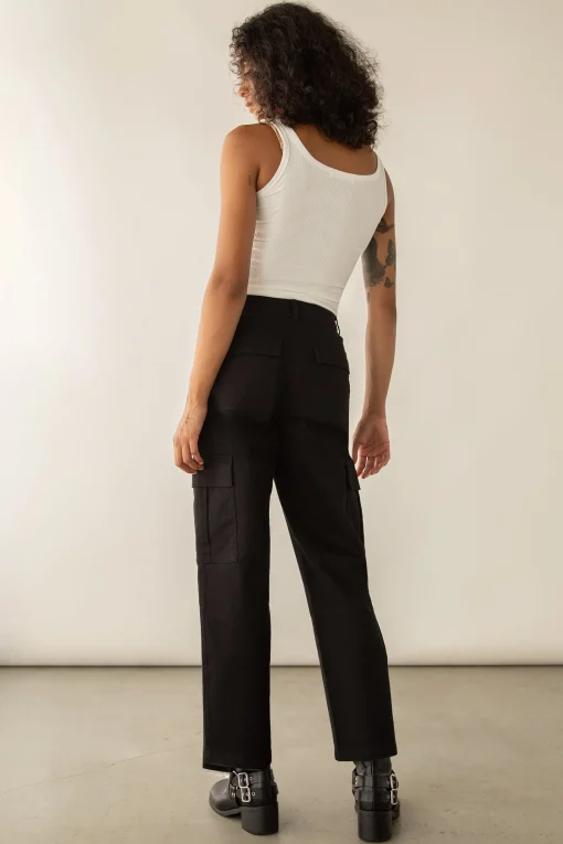 TWILL WIDE LEG CARGO PANT