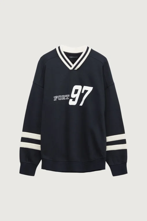 VARSITY GRAPHIC JERSEY SWEATSHIRT