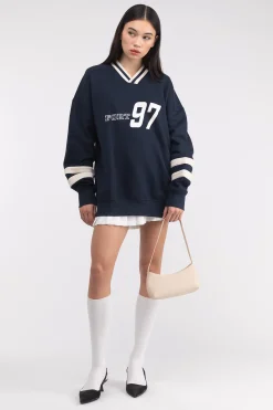VARSITY GRAPHIC JERSEY SWEATSHIRT