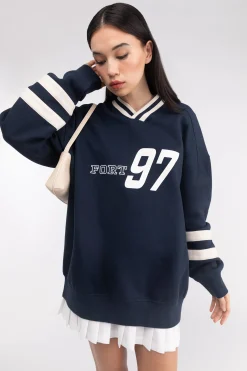 VARSITY GRAPHIC JERSEY SWEATSHIRT