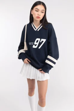 VARSITY GRAPHIC JERSEY SWEATSHIRT