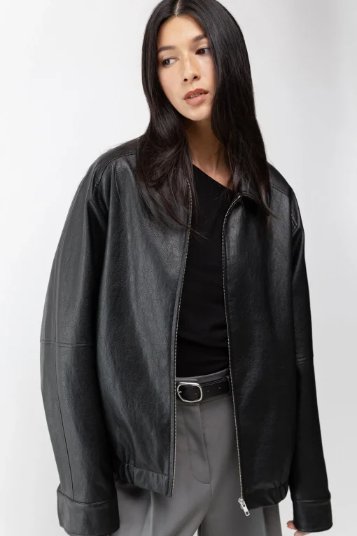 VEGAN LEATHER BOMBER JACKET