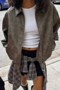 VEGAN LEATHER BOMBER JACKET