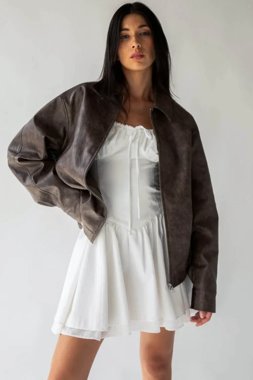 VEGAN LEATHER BOMBER JACKET