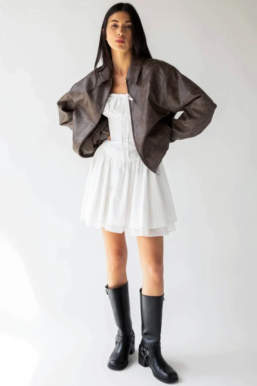 VEGAN LEATHER BOMBER JACKET