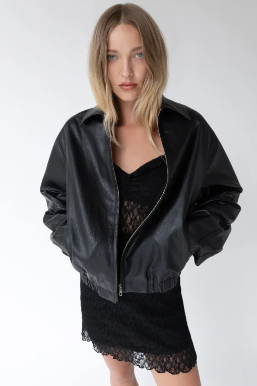 VEGAN LEATHER BOMBER JACKET