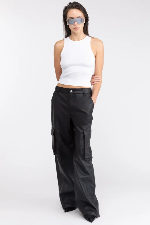 VEGAN LEATHER CARGO PANT