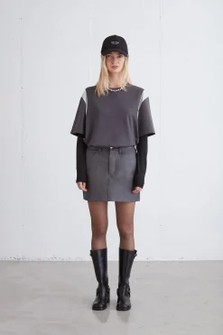 VEGAN LEATHER MINI SKIRT