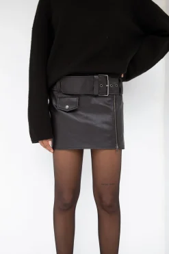 VEGAN LEATHER MOTO MINI SKIRT