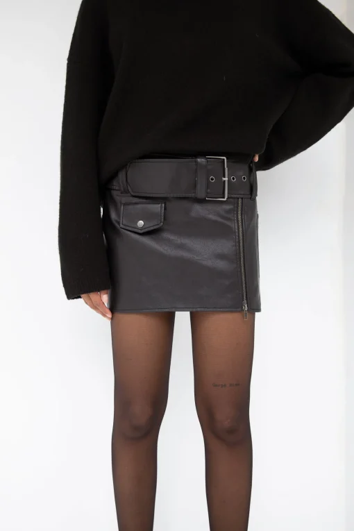 VEGAN LEATHER MOTO MINI SKIRT