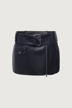 VEGAN LEATHER MOTO MINI SKIRT