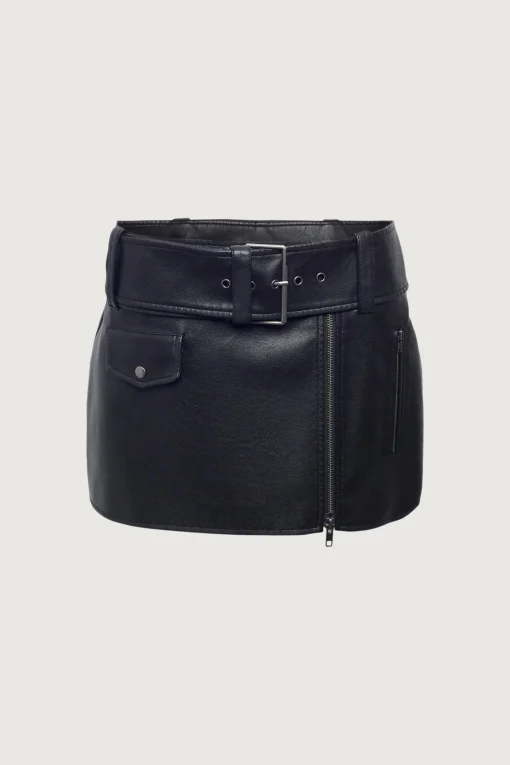 VEGAN LEATHER MOTO MINI SKIRT