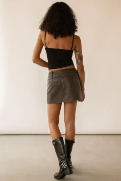 VEGAN LEATHER MOTO MINI SKIRT