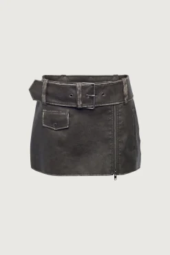 VEGAN LEATHER MOTO MINI SKIRT