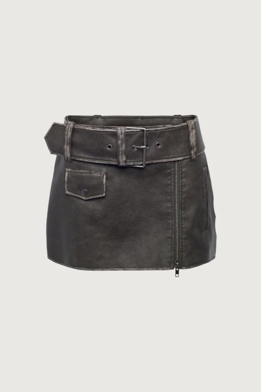VEGAN LEATHER MOTO MINI SKIRT
