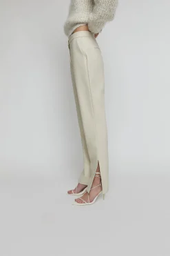 VEGAN LEATHER PANT WITH SIDE SLIT