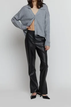 VEGAN LEATHER PANT WITH SIDE SLIT