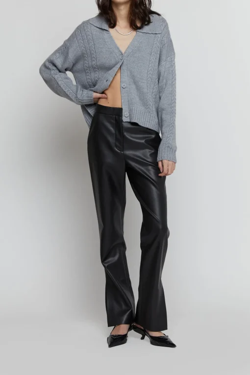 VEGAN LEATHER PANT WITH SIDE SLIT