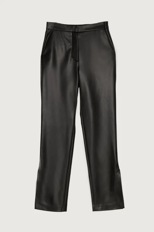 VEGAN LEATHER PANT WITH SIDE SLIT