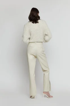 VEGAN LEATHER PANT WITH SIDE SLIT