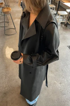 VEGAN LEATHER TRENCH COAT